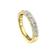 Demi-alliance 10 diamants synthétiques ronds 1.30 carat or jaune Gabriela
